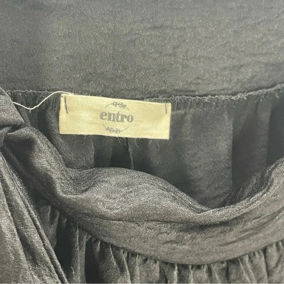 Entro black silky tiered side tie midi skirt - Picture 4 of 6